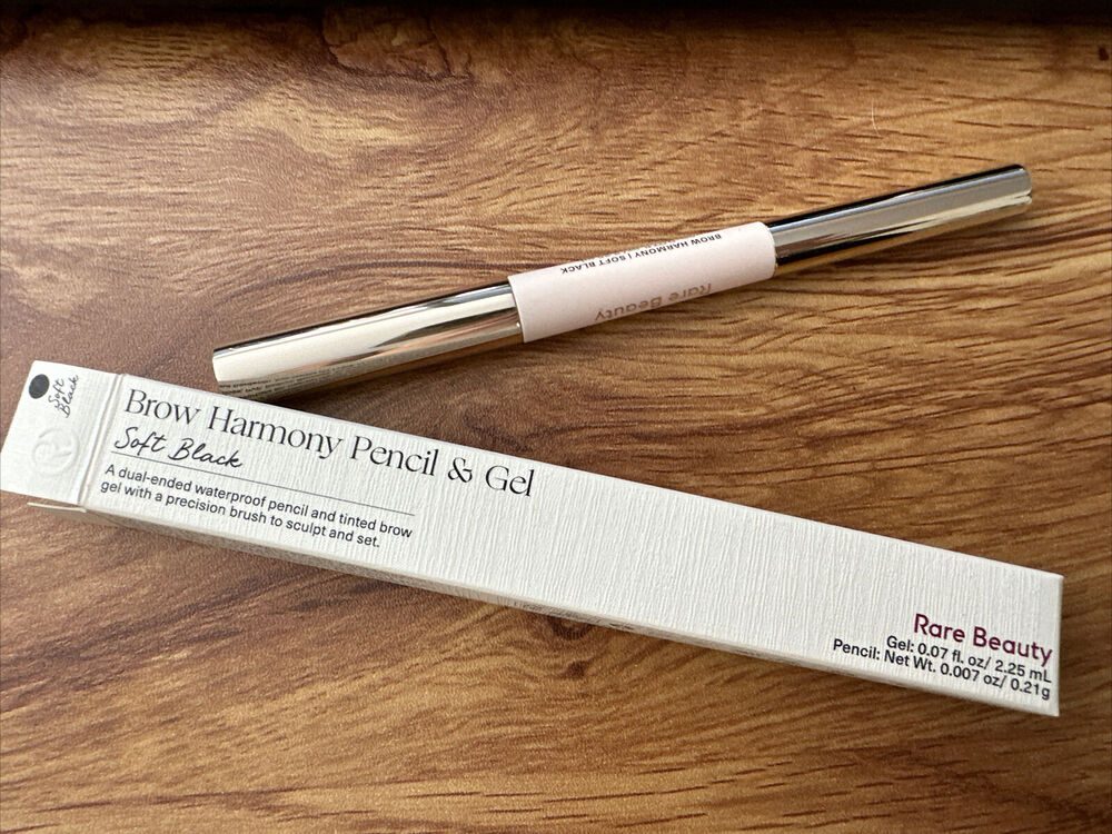 Rare Beauty Brow Harmony Soft Black Dual-Ended Waterproof Pencil Tinted Gel BNIB